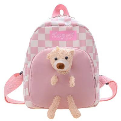 China Diary used 2022 new girls fashionable cute school backpack adjustable shoulder strap child bag with bear toy for sale