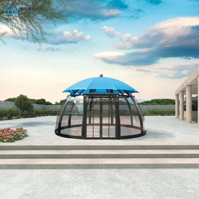 China Water Proof Easy Assembly Part Outdoor Aluminum Gazebo Iron Luxury Glass Garden Gazebo for sale