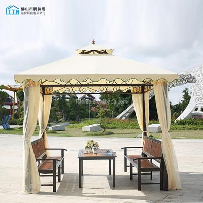 China Water Proof Easy Assembly Outdoor Iron Frame Garden Gazebo With Gauze for sale