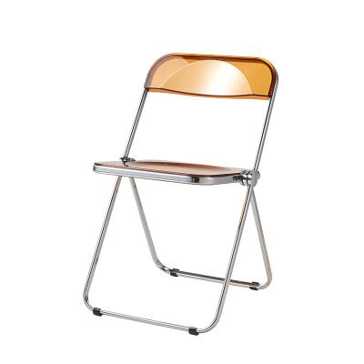 China Fashion Foldable Hot Selling Cafe Shop Chairs Foldable Metal Chair Restaurant Dining Clear Acrylic Folding Chairs for sale