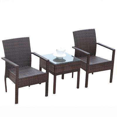 China Modern Outdoor High Quality Rattan Furniture Patio Umbrella Coffee Table Rattan Set Chairs for sale