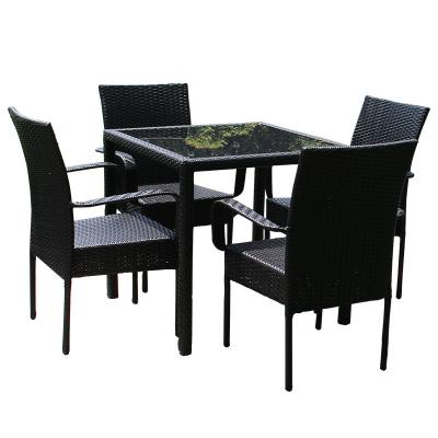 China 4 seater furniture rattan set modern luxury high quality outdoor dining table chair for sale