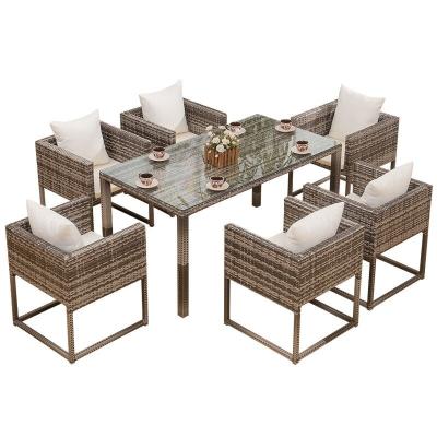 China Modern Rattan Sets Outdoor Furniture Patio Rattan Dining Table Chair Set for sale