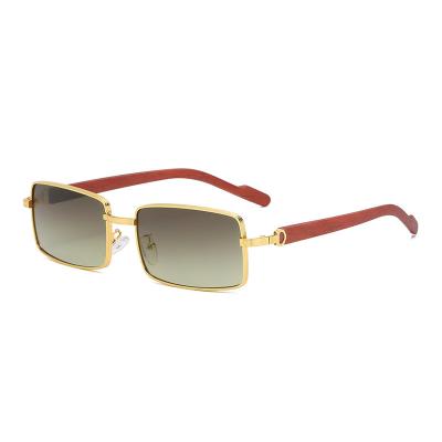 China Wooden Sunglasses 2021 Sun Glass Shades Men Women New Custom 2022 Designer Fashion Sun Glasses Small Retro Luxury Metal Vintage for sale