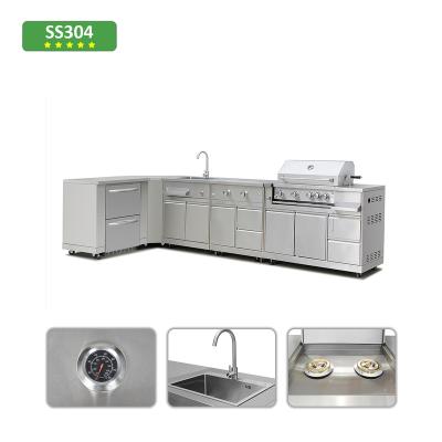 China Best Selling Modern Outdoor Kitchen Stainless Steel Mobile Kitchen Pizza Stove Sink Cabinet Whole BBQ Modular Stove for sale