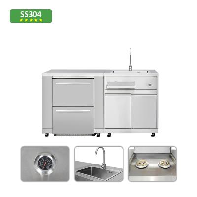 China Modern outdoor kitchen gas grill stainless steel stone barbecue hot sale outdoor kitchen for sale