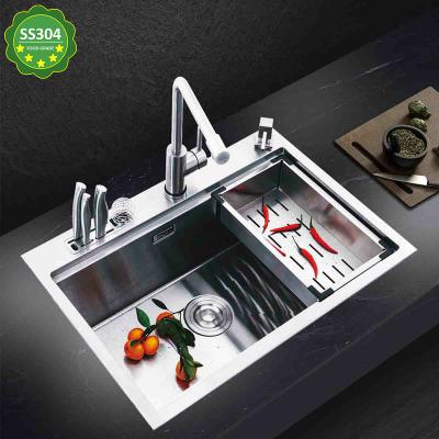 China LED Light Stainless Steel New Style Pull Down Kitchen Faucet Handle Apron Kitchen Sink Kitchen Faucet for sale