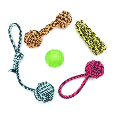 China Viable Jump Specializes New Healthy Pet Ball TPR Toy Dog Cotton Rope Pet Toy 5 Piece Set Pet Supplies for sale