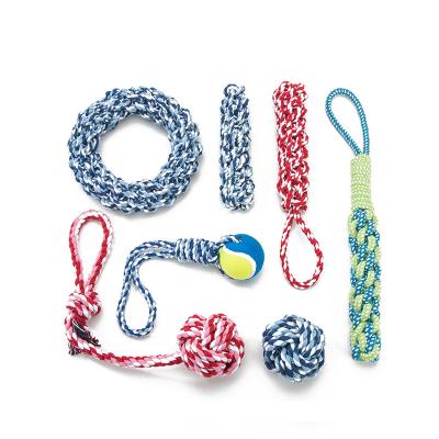 China Viable Wholesale Dog Toy High Quality Bite-Resistant Molar Accessories Pet Ball Toy Ball Rope Knot Toys for sale