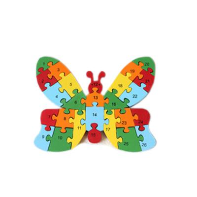 China Cartoon toy fq brand alphabet jigsaw 3D jigsaw wooden puzzle for sale