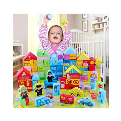 China Wholesale 100pcs brand building toy fq brand child's wooden city block wooden blocks for child for sale