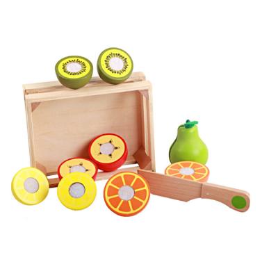 China Funny Education Set Wholesale Hot Selling Custom Wooden Toys Eco-Friendly Simulation Toys Kitchen Fruit Cutting Toys for sale