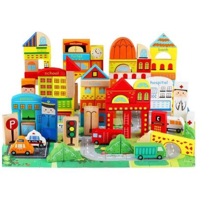 China Brand new playful hot sale wholesale fq game design education blocks wooden city building blocks for sale