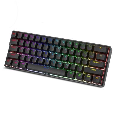 China Dropshipping DK61 BT 5.0 RGB Wireless Rechargeable Wireless Keyboard Dual Mode Mechanical Gaming Keyboard for PC Gamer Kemove for sale