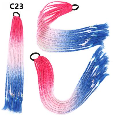 China Hair Accessories 2022 Colorful Beauty Headwear Hair Braid Kids Gift Hair Accessories Girls Wigs Ponytail Headbands Elastic Band for sale