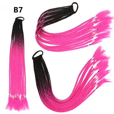 China Elastic Color Hair Accessories 60cm Hair Band Ring Adult/Child Hair Accessories Gradient Headband Twist Braid Wig Ponytail Hair for sale