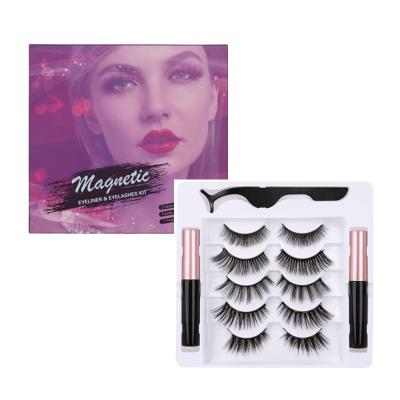 China 5pairs 5magnets Natural Soft Eyelashes with False Soft Mink Magnetic Eyelashes Vendor Magnetic Eyeliner Natural Magnetic Eyelashes for sale