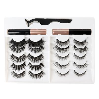 China Vegan 10pairs Mink Magnetic Eyelashes Vendor No Gule Natural Soft Good Quality Mixed Magnetic Eyelashes Set Magnetic Eyelashes Soft Eyeliner for sale