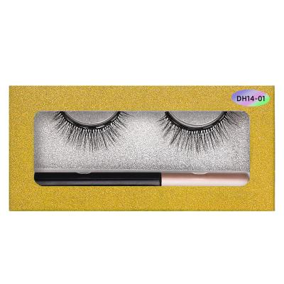 China 1 Pair Natural Hot Selling Long Magnetic False Eyelashes Pack Magnetic Liquid Eyeliner Set Of 5 Magnet False Eyelashes for sale