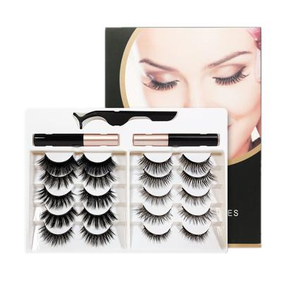 China 10pairs 5magnets 3D Eyeliner Waterproof Magnetic Eyelash Liner High Quality Natural Soft Mixed Magnetic Eyelashes for sale