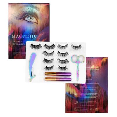 China Newest Tray Waterproof 3D Natural Soft Transparent Magnetic Eyelashes And Eyeliner Set Magnetic Eyelash Tweezers Magnetic Eyelashes Natural for sale