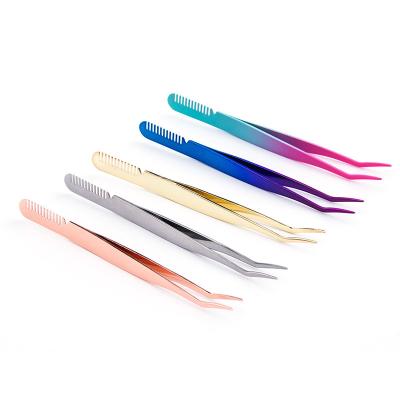 China Tweezers Paint Integration Designer Eyelash Tweezer Eyebrow Holder Remover Lashes Extension Comb Eyebrow Makeup Tools Volume Eyelash Tweezers for sale