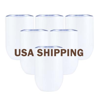 China Sustainable USA Warehouse Hot Sale 12oz Sublimation Blanks Stainless Steel Double Wall Egg Shape Wine Tumbler for sale