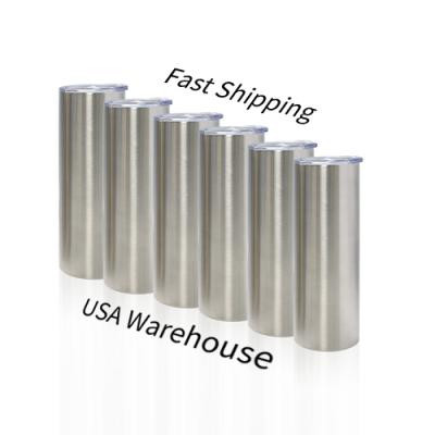 China Sustainable USA Warehouse 20oz Sublimation Silver Lean Tumblers Double Wall 20oz Stainless Steel Tumbler for sale