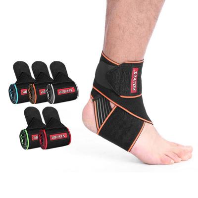 China Elastic Nylon Compression Sport Compression Foot Sleeve Adjustable Strap Ankle Brace Support for sale