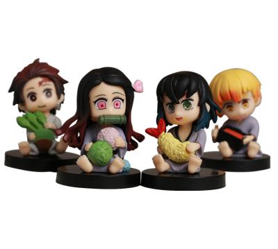 China Wholesale Cartoon Toy 4pcs/set Demon Slayer Kamado Tanjirou Nezuko Zenitsu Qposket PVC Action Number Model Toys Doll With Box for sale