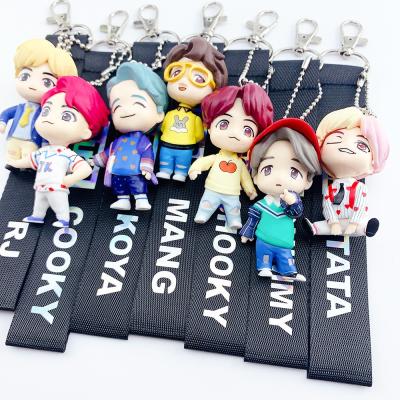 China Wholesale Kpop Idol BTS Cartoon Sell 3D Ornaments Kpop BTS Key Chain 16*6cm for sale