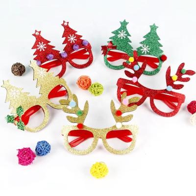 China Christmast 2022 New Year Party Santa Claus Snowman Antlers Children Christmas Decoration Glasses for sale