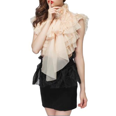 China TWOTWINSTYLE Breathable Backing Chiffon Sleeveless Patchwork Bowknot Ruffle Plus Size Women's Blouses for sale