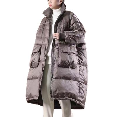 China TWOTWINSTYLE Women's Long Stand Collar Long Sleeve Viable Loose Flap Pocket Big Down Coat for sale