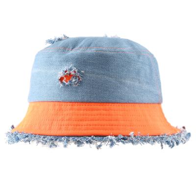 China Wholesale Customized Character Fashion Summer Distressed Jeans Bucket Hats for sale