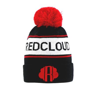 China Custom Pom Pom Winter Men's Beanie Hat With Embroidery Jacquard logo COMMON for sale