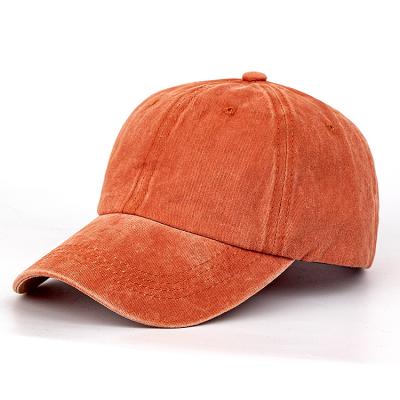 China JOINT Vintage Unisex Orange Twill Adjustable Washed Distressed Blank Dad Hats for sale