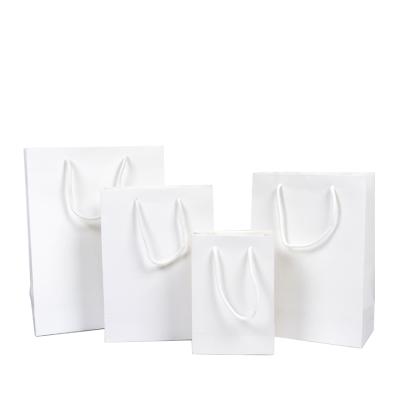 China food & Beverage Packaging Custom Brand Logo Luxury Boutique Shopping White Paper Gift Bag With Strap Handle for sale