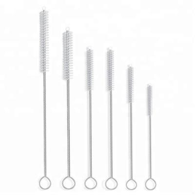 China Viable Nylon Bristle Wire Brush Metal Straw Cleaning Brush Set For Bar Accessories for sale