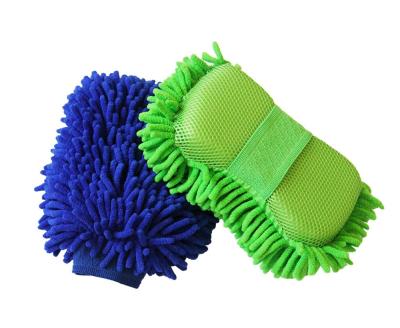 China Sustainable Waterproof House Cleaning And Car Wash Glove With Sponge Set for sale