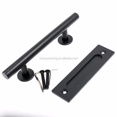 China 12 Inch Modern Rustic Black Sliding Barn Door Handle Hardware for sale