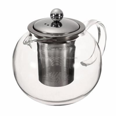 China Sustainable Glass Teapot with Removable Infuser, Safe Stovetop Tea Kettle, Blooming and Loose Leaf Tea Maker Set for sale