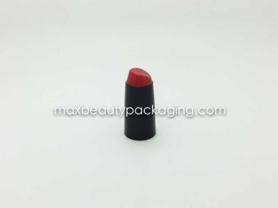 China N2083 lipstick shape nail polish cap nail polish packaging plastic cap black base with red top uv coating color for sale