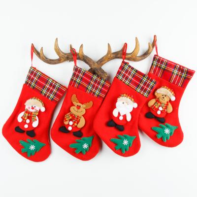 China Cloth Christmas Stocking Party Candy Reindeer Old Man Snowman Christmas Character Holiday Decoration Scene for sale