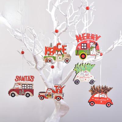 China Wooden Cloth Car Christmas Tree Decoration Christmas Decoration Home Hanging Decoration for sale