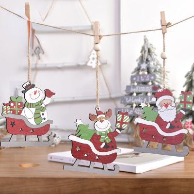 China Wholesale Wooden Horse Sleigh Christmas Tree Decoration Small Cloth Christmas Pendant for sale