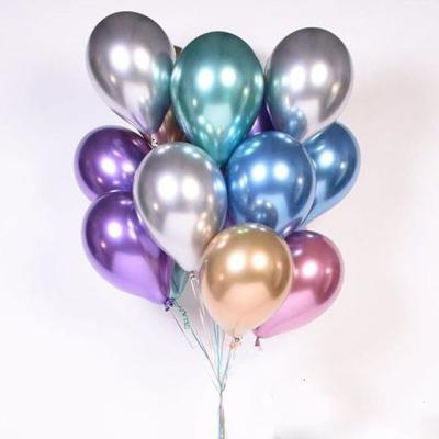 China 12 Inch 2.8g Modern Multicolor Metal Chrome Plated Birthday Balloon Home Decor Set for sale