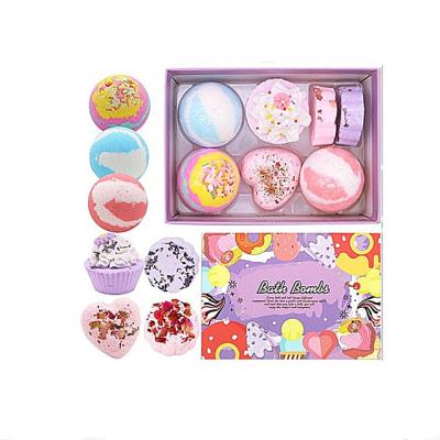 China Body Drop Shipping Kid Organic Fizzy Bath Bombs Set Gift Box Small Cupcake Candy Food Diy Bath Ball Bomb Kit for sale