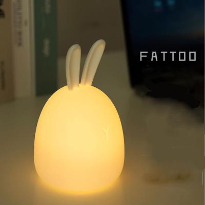 China USB Rechargeable Silicone Rabbit Creative Cute Sensor Lamp LED Pat Night Lights Animal Toy For Kids for sale