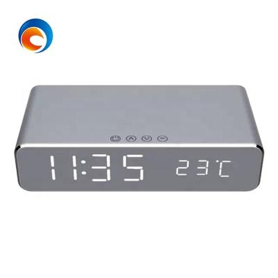 China Multi Function Charging Alarm Clock With Alarm Clock Mobile Wireless Charger Power Bank Digital Pendulum Led for sale